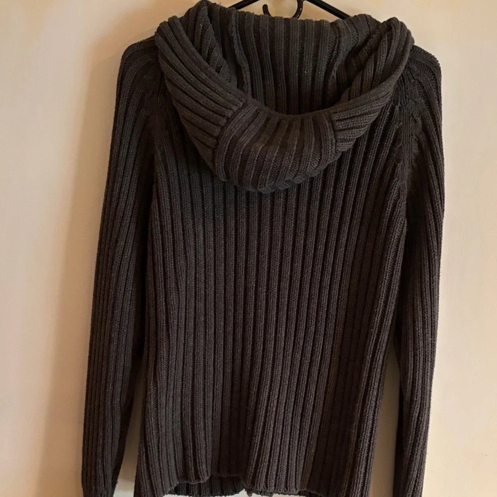 Men’s dark gray zip up hooded Sweater - Picture 3 of 5
